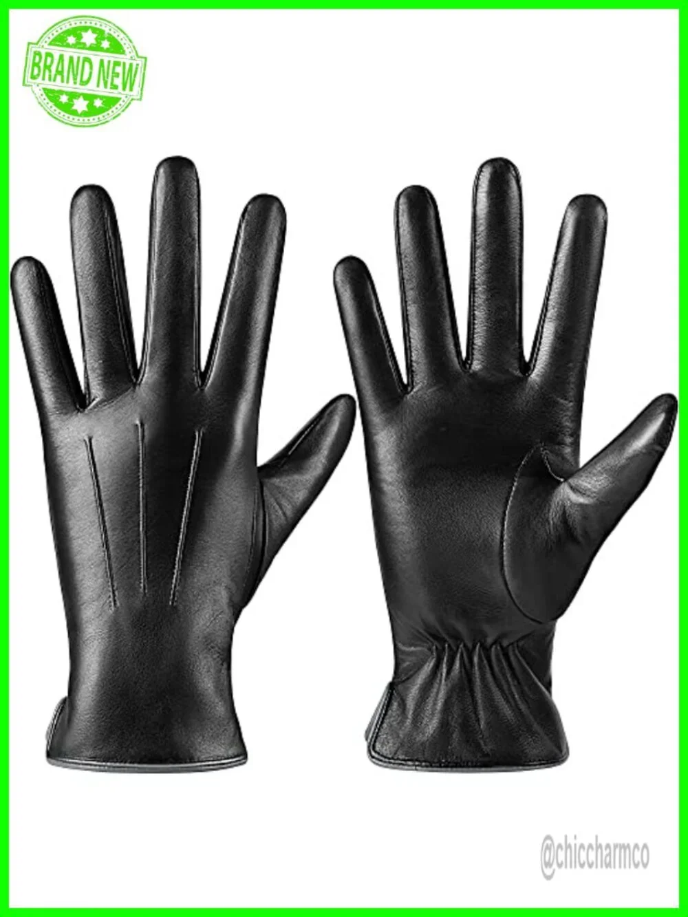 Leather Gloves with Cashmere Lining, Touchscreen Texting Driving Gloves